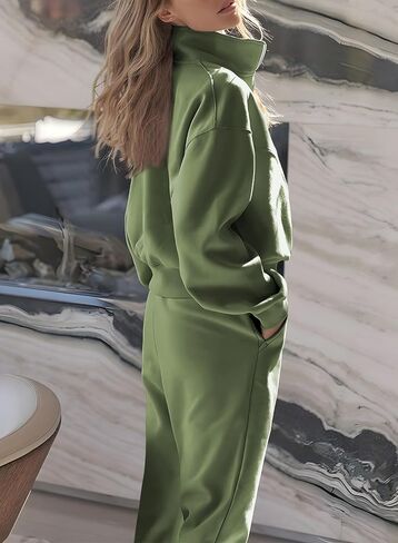 Herseas Women 2 Piece Outfits Sweatsuit Sweatshirt Sweatpants Tracksuit Sweat Lounge Matching Set 2024 Fall Trendy in Saudi Arabia