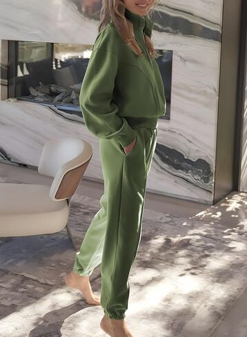 Herseas Women 2 Piece Outfits Sweatsuit Sweatshirt Sweatpants Tracksuit Sweat Lounge Matching Set 2024 Fall Trendy in Saudi Arabia