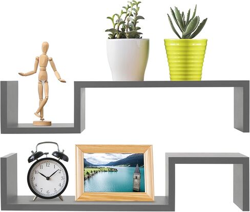 أرفف حائط عائمة من جرينكو، لمسة نهائية إسبرسو (2 قطعة) | أرفف مثبتة على الحائط، تخزين، رف معلق/عائم، رف كتب، منظم كتب | غرفة النوم، المرحاض، الحمام، المزرعة، الجدار، ديكور الحمام in Kuwait