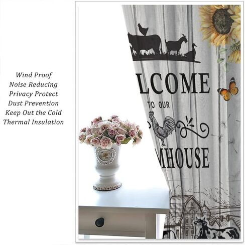 Cow Printed Window Curtains,Western Farms Black and White Cattle Living Room Barn Curtains 42x63in in Saudi Arabia
