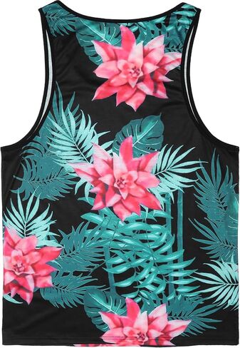 COOFANDY Mens Floral Tank Top Beach Summer Graphic Hawaii All Over Print Vacation T Shirt 2 Pack-Black/White Medium Sleeveless in Saudi Arabia