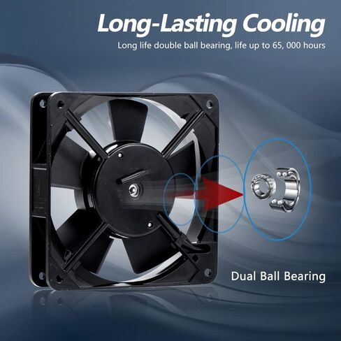 AXIAL 12025، مروحة مافن هادئة، 110 فولت 115 فولت 120 فولت تيار متردد 120 مم × 25 مم مروحة تبريد محورية كرة مزدوجة للمعدات الإلكترونية in Kuwait