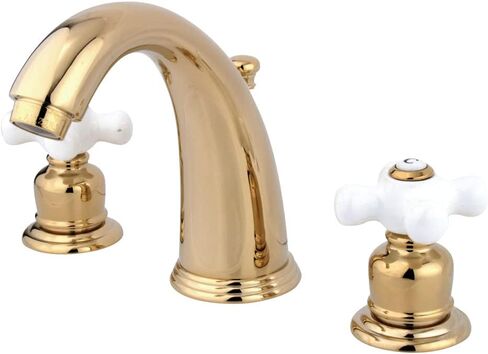 Kingston Brass KB982PX Victorian Widespread Bathroom Faucet, 5-1/4" in Spout Reach, Polished Brass in Saudi Arabia