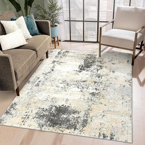 سجادة منطقة قابلة للغسل مقاس 6x9 من CAROMIO، سجادة تجريدية حديثة، سجادة كبيرة لغرفة المعيشة غير قابلة للانزلاق، سجادة أرضية ملونة ناعمة لغرفة النوم لغرفة نوم الأطفال والمطبخ، وردي/أصفر in Kuwait