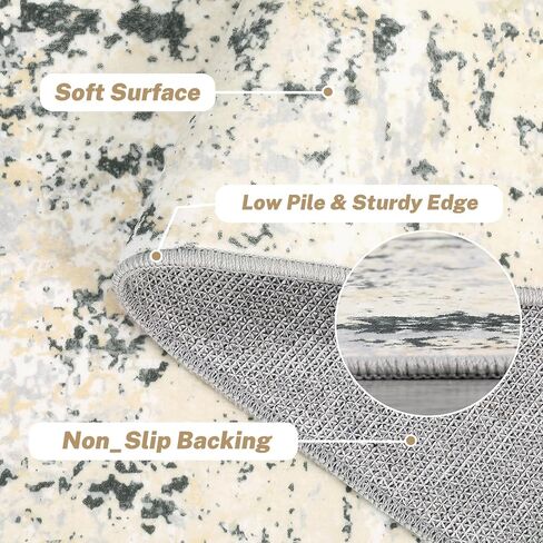 سجادة منطقة قابلة للغسل مقاس 6x9 من CAROMIO، سجادة تجريدية حديثة، سجادة كبيرة لغرفة المعيشة غير قابلة للانزلاق، سجادة أرضية ملونة ناعمة لغرفة النوم لغرفة نوم الأطفال والمطبخ، وردي/أصفر in Kuwait