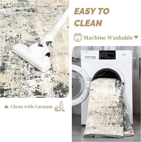 سجادة منطقة قابلة للغسل مقاس 6x9 من CAROMIO، سجادة تجريدية حديثة، سجادة كبيرة لغرفة المعيشة غير قابلة للانزلاق، سجادة أرضية ملونة ناعمة لغرفة النوم لغرفة نوم الأطفال والمطبخ، وردي/أصفر in Kuwait