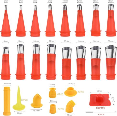 33-in-1 Universal Caulking Kit: Durable Stainless-Steel Nozzle Set with Integrated Rubber Tools for Kitchen and Bathroom Applications in Kuwait