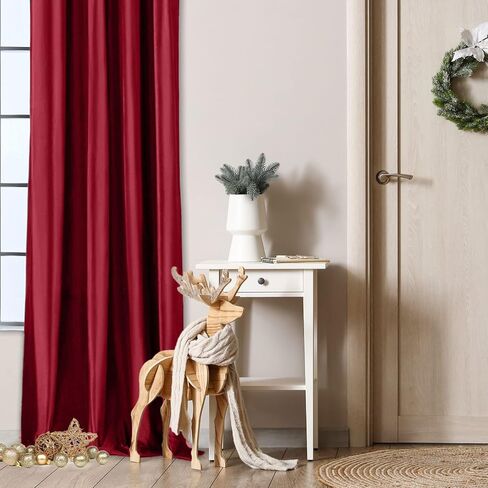 Melodieux 100% Blackout Velvet Curtains for Bedroom Living Room - Super Soft - Thermal Insulated Drapes with Black Liner, 52 by 84 Inch, Red (2 Panels) in Saudi Arabia