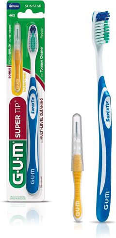 GUM - 460RGB Super Tip Toothbrush, Full Soft Bristles with Bonus Proxabrush Go-Between in Saudi Arabia