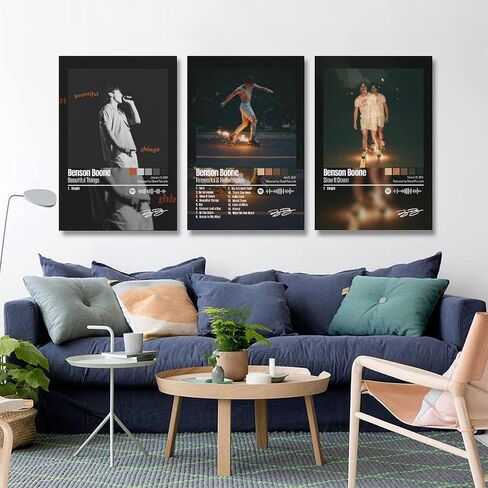 oooac A Set of 3 album canvas posters,Benson Boone Poster Fireworks & Rollerblades Poster, Album Aesthetics 3 Piece Set,8x12IN Canvas Prints Unframed Set of 3 in Saudi Arabia
