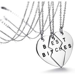 Mealguet مجوهرات الفولاذ المقاوم للصدأ سبليت مطابقة شكل قلب أفضل الكلبات BFF أفضل صديق القلائد ل 3 Bestie، 3 سلاسل in Kuwait
