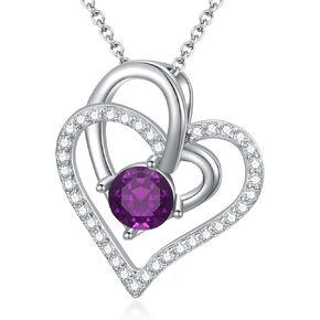SHUSUKUE Crystal Necklace for Women Sterling Silver Birthstone/Cat/Owl/Axolotl/Phoenix /Hummingbird/Christmas Wreath Pendant Necklace Hypoallergenic Animal Necklaces Birthday Jewelry Gifts for Girls （with Gift Box)