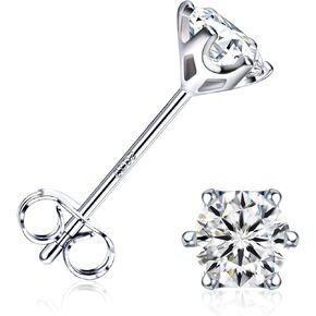 Moissanite Stud Earrings 0.3ct -0.5ct Brilliant Round Cut D Color VVS1 Clarity Tiny Moissanite Earrings Lab Created Diamond Earrings Sterling Silver Moissanite Stud Earrings