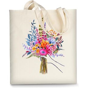 Canvas Tote Bag for Women, Aesthetic Cute Grocery Grocery Reusable Cotton Gift Bag for School