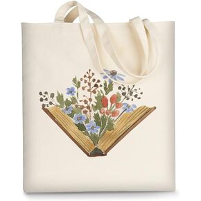AUSVKAI Canvas Tote Bag Aesthetic for Women, Cute Reusable Cloth Cotton Bags for School Shopping Beach Grocery