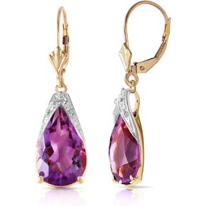 Galaxy Gold GG 10 CTW 14k Solid Gold Leverback Earrings Natural Amethyst