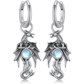 Dragon Earrings 925 Sterling Silver Dragon Moonstone Earrings Jewelry Gift for Women Girl
