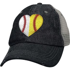 Cocomo Soul Womens Ball Mom Hat | Ball Mom | Ball Mom Baseball Softball Mom Hat | Half Baseball Half Softball Hat 400 Dark Grey