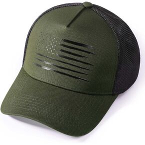 American Flag Trucker Hat, Adjustable Baseball Cap for Men Women, Breathable Mesh Snapback Closure
