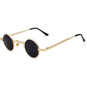 mincl/punk Small Chic Fashion Vintage Round Sunglasses Metal Frame