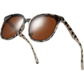 TIJN Oversized Round Polarized Sunglasses for Women Men,Trendy Square UV400 Protection Sun Glasses,Vintage Large Shades