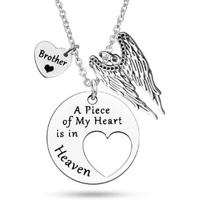 Memorial Jewelry for Brother Sympathy Necklace Grief Gifts for Loss of Brother Remembrance Gifts Bereavement Condolences Gift for Loss Loved 1 In Memory of Brother in Heaven Necklaces