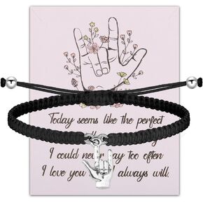 ASL American Sign Language Gift I Love You Hand Necklace ASL Jewelry for Deaf Interpreter Teacher ASL Gesture Gift