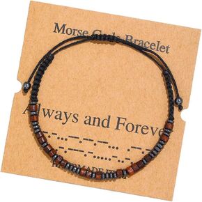 Morse Code Bracelets Be Brave Believe Hope Faith I Love You Inspirational Jewelry Silk Weave Adjustable Beaded Bracelets for Women Men Girls Boys Teens Best Friend Gift