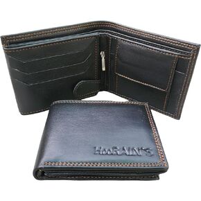 Men's Leather Bifold Wallet With Extra Capacity Multiple Card Slots And Filp Clear ID Window