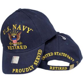 MWS U.S Navy Retired Proudly Served Navy Blue Embroidered Cap Hat