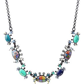 Crystal Antique Rose Gold/Silver Plated Crab Necklace Ocean Pendant Novelty Jewelry for Women Girls Charm Party Gift