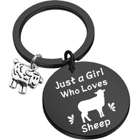 WSNANG Sheep Lover Gift Just a Girl Who Loves Sheep Keychain Sheep Jewelry Gift for Sheep Farmer Sheep Herder Sheep Owner