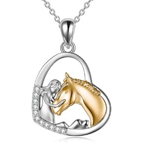 YFN Horse Pendant Necklace Jewelry 925 Sterling Silver Women Embrace Horse Gift for Women