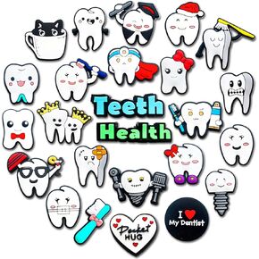 25Pcs Dental Teeth Charms for Boys Girls Kids, Teeth Health Shoe Charms for Clogs Sandals Decoration