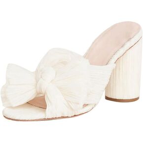 AMINUGAL Womens Heeled Sandals Pleated Bow Knot Ankle Strap Open Toe High Block Chunky Heels Sandals Bridal Wedding Dress Shoes Pumps