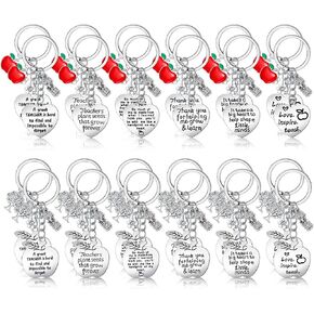 Yinkin 24 Pcs Teacher Appreciation Keychains Teacher Gifts Bulk Thank You Keychain for Teacher Birthday from Students