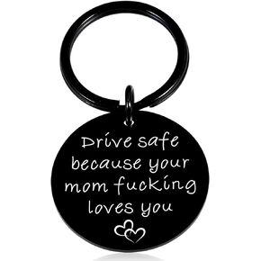 Drive Safe Keychain for Son Stocking Stuffers for Teen Boys Gifts for Kids from Mom to Son Gifts for Men New Driver Gifts for Step Son Daughter Birthday Christmas Xmas Valentines Gifts for Him Her