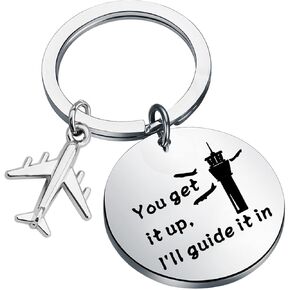Gzrlyf Air Traffic Controller Keychain ATC Gifts You get it up I Guide it in Flight Controller Gifts Aircraft Dispatcher Gift