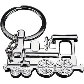 ELISE & FONDA Z50-B Little Steam Train Charm Pendant Keychain Key Ring (Silver)