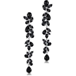 UDYLGOON Cubic Zirconia Bride Wedding Earrings Chandelier Long Dangle Earrings for Halloween Pageant Prom