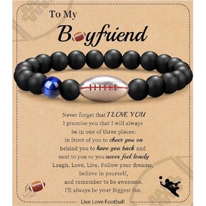 Soccer Baseball Basketball Football Gifts Mens Beaded Bracelets Natural Tiger Eye Bracelet Men Birthday Graduation Gifts for Son Grandson Bonus Son Boyfriend Brother