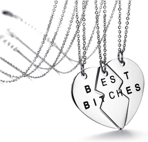 Mealguet مجوهرات الفولاذ المقاوم للصدأ سبليت مطابقة شكل قلب أفضل الكلبات BFF أفضل صديق القلائد ل 3 Bestie، 3 سلاسل in Kuwait