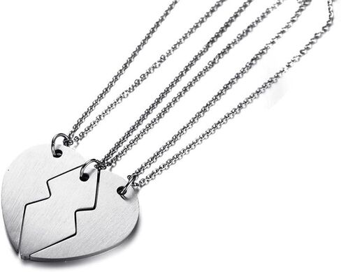 Mealguet مجوهرات الفولاذ المقاوم للصدأ سبليت مطابقة شكل قلب أفضل الكلبات BFF أفضل صديق القلائد ل 3 Bestie، 3 سلاسل in Kuwait