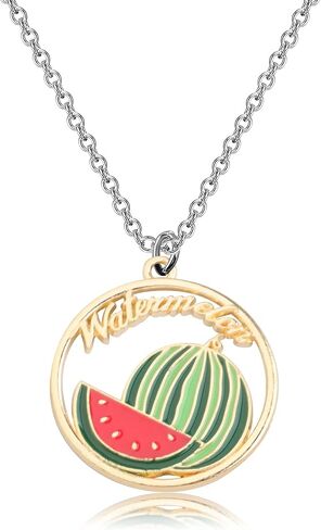 WSNANG Sweet Fruit Jewelry Avocado/Strawberry/Watermelon/Orange/Cherry Necklace Fruit Style Necklace Gift for Women Girls in Saudi Arabia