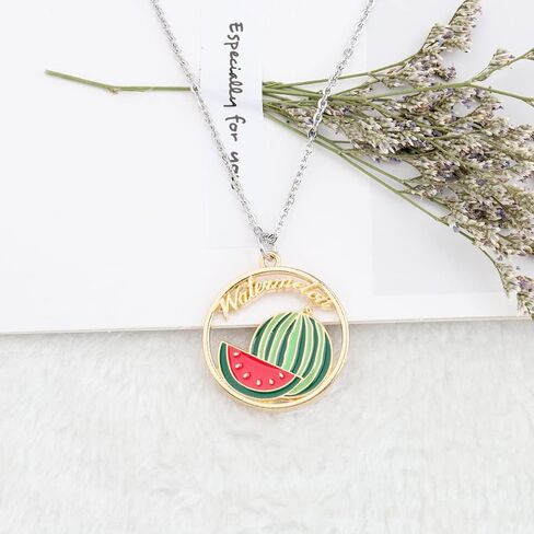 WSNANG Sweet Fruit Jewelry Avocado/Strawberry/Watermelon/Orange/Cherry Necklace Fruit Style Necklace Gift for Women Girls in Saudi Arabia