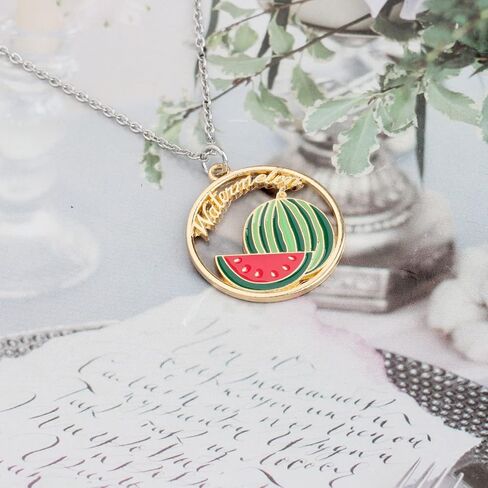 WSNANG Sweet Fruit Jewelry Avocado/Strawberry/Watermelon/Orange/Cherry Necklace Fruit Style Necklace Gift for Women Girls in Saudi Arabia