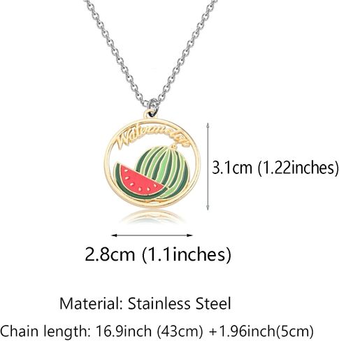 WSNANG Sweet Fruit Jewelry Avocado/Strawberry/Watermelon/Orange/Cherry Necklace Fruit Style Necklace Gift for Women Girls in Saudi Arabia