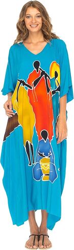 SHU-SHI Womens Long Kaftan Dress Beach Maxi Cover Up Casual Plus Size Dresses Coverup in Saudi Arabia