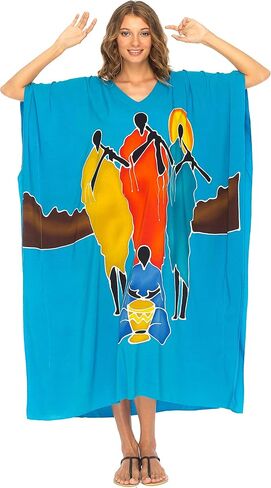 SHU-SHI Womens Long Kaftan Dress Beach Maxi Cover Up Casual Plus Size Dresses Coverup in Saudi Arabia