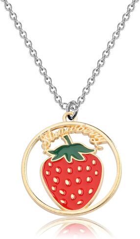 WSNANG Sweet Fruit Jewelry Avocado/Strawberry/Watermelon/Orange/Cherry Necklace Fruit Style Necklace Gift for Women Girls in Saudi Arabia